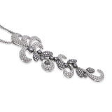 18k White Gold 3.56tcw Diamond Pave Floral Motif Pendant Necklace