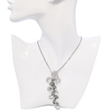 18k White Gold 3.56tcw Diamond Pave Floral Motif Pendant Necklace