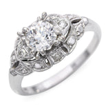 Vintage 14k White Gold 0.76tcw Old Euro Diamond Ring