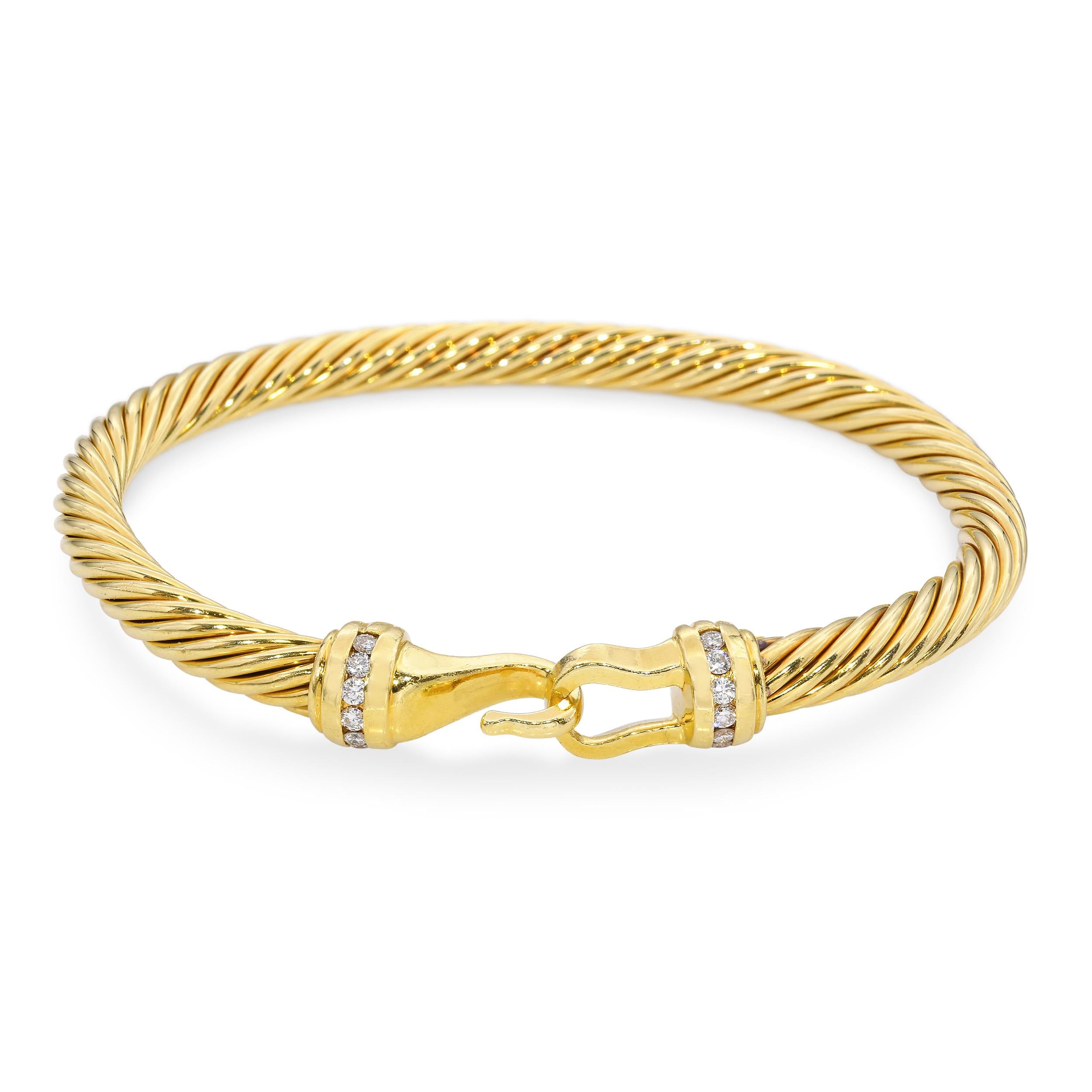 David Yurman 18k Yellow Gold Diamond Buckle Bracelet
