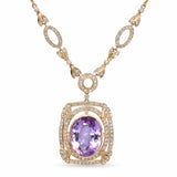 Vintage 18k Yellow Gold 39.23ct Amethyst and 2.41tcw Diamond Necklace