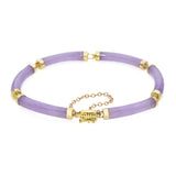 Vintage 14k Yellow Gold Lavender Jadeite Jade Bracelet