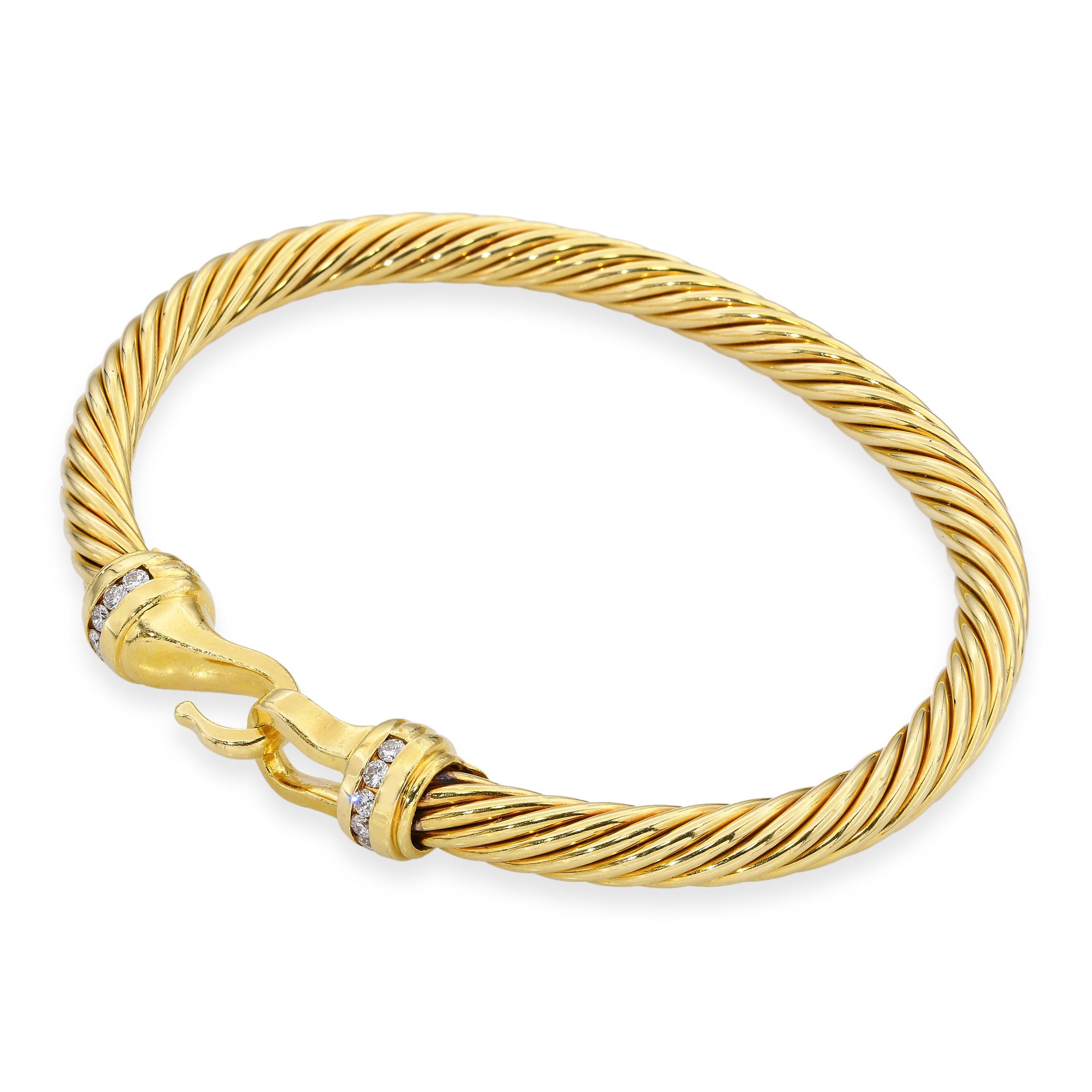 David Yurman 18k Yellow Gold Diamond Buckle Bracelet
