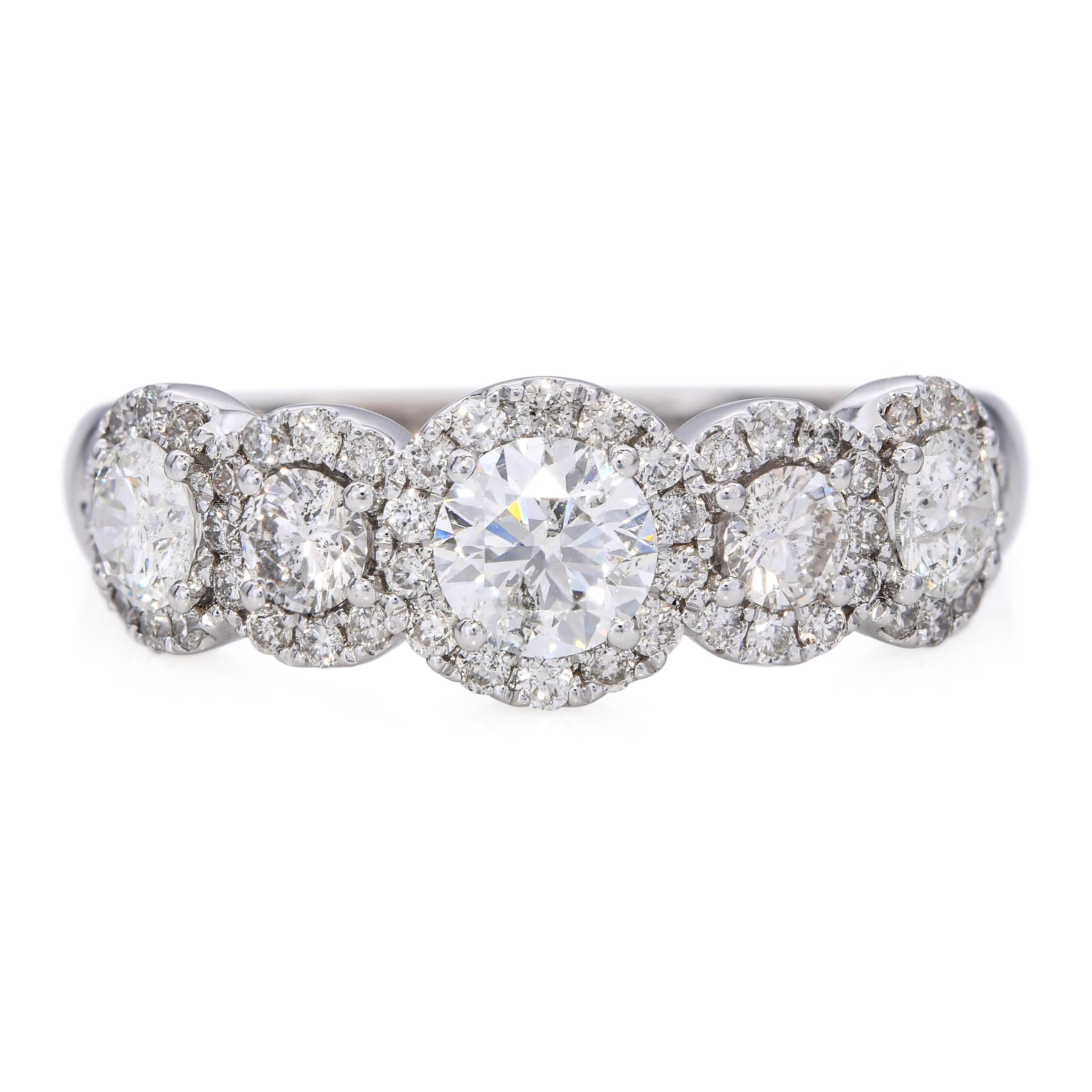 Vintage 14k White Gold 1.35tcw Diamond Cluster Ring