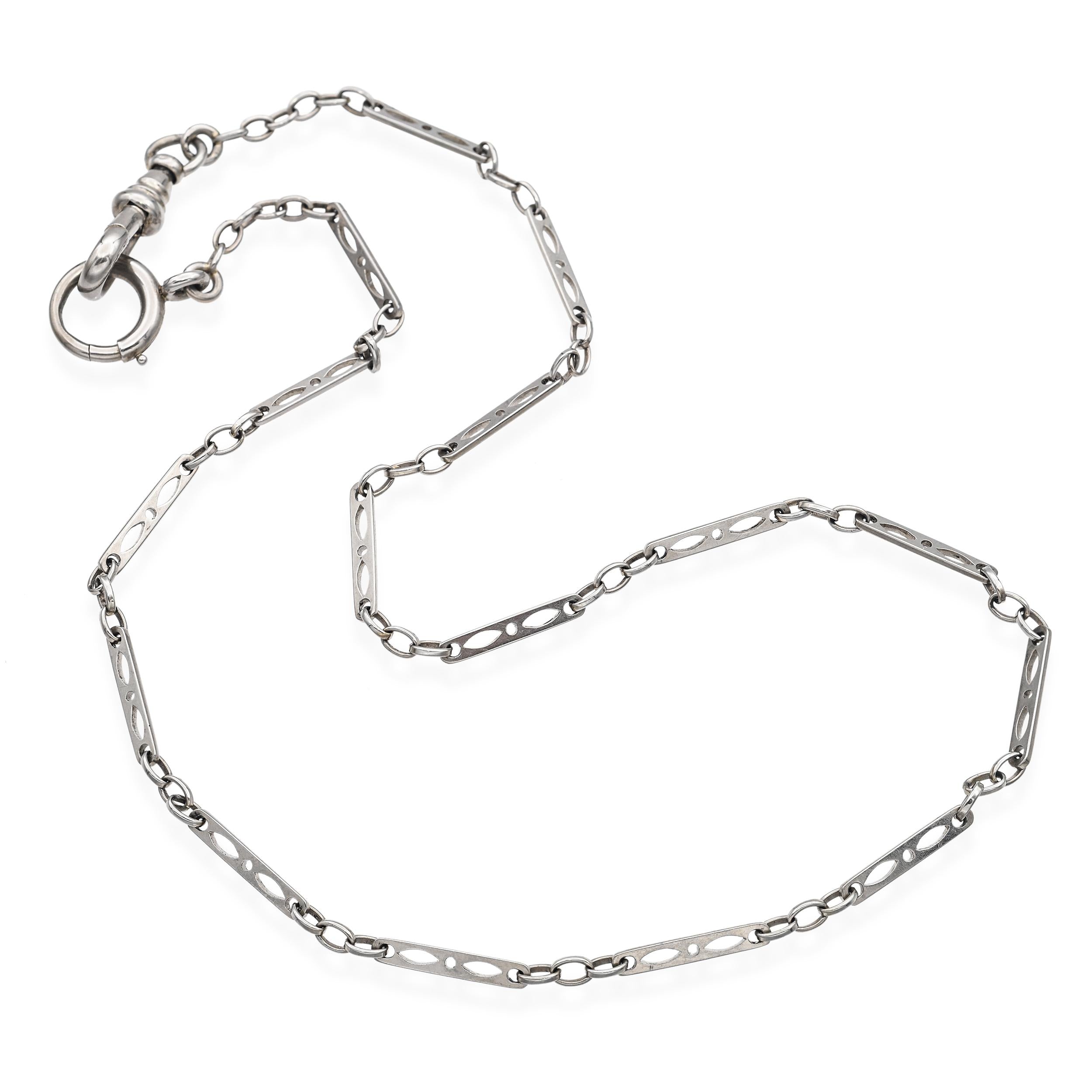 Vintage 14k White Gold 15" Pocket Watch Chain