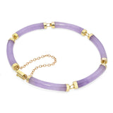 Vintage 14k Yellow Gold Lavender Jadeite Jade Bracelet