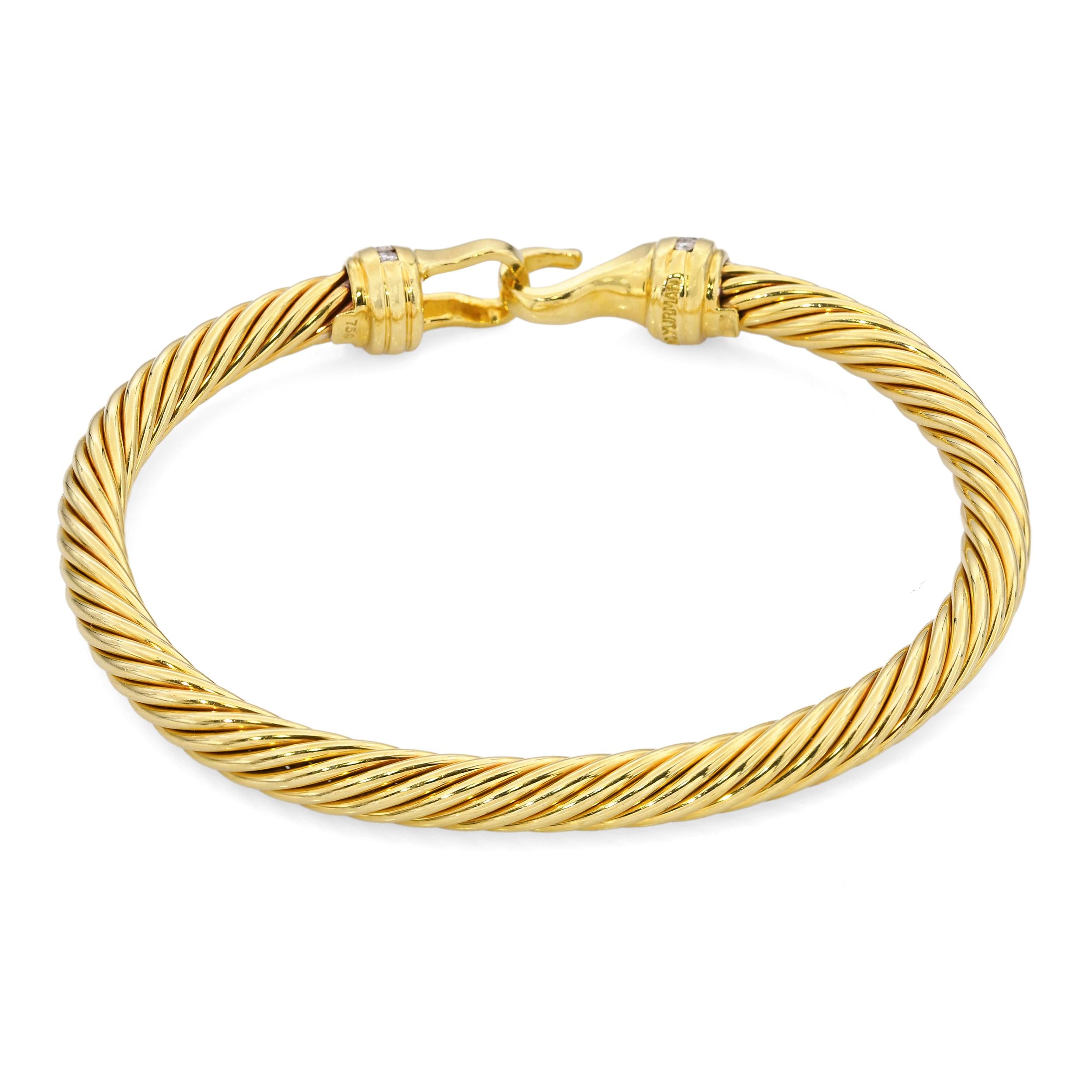 David Yurman 18k Yellow Gold Diamond Buckle Bracelet