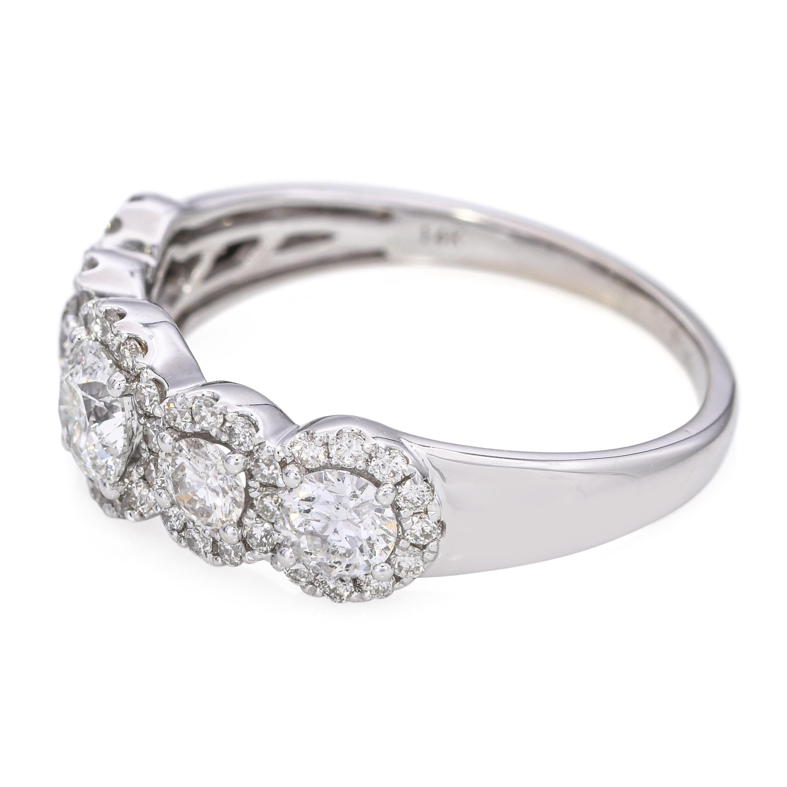 Vintage 14k White Gold 1.35tcw Diamond Cluster Ring