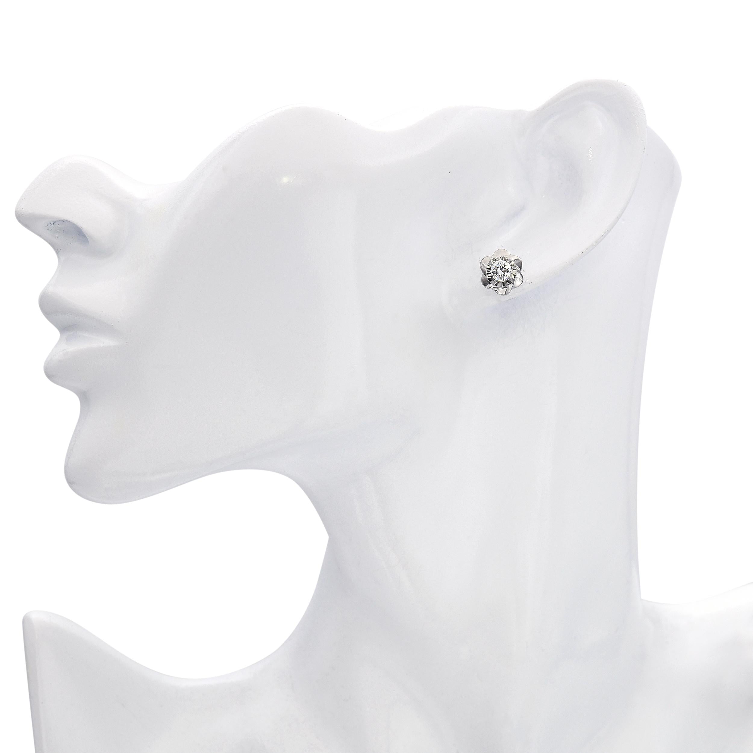 Vintage Stainless Steel 0.60tcw J Si1 Diamond Screw Back Earrings