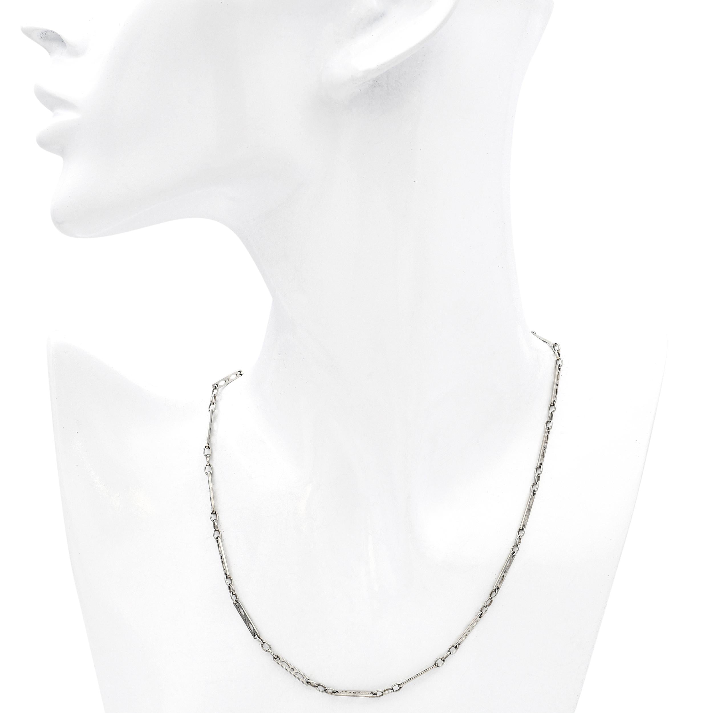 Vintage 14k White Gold 15" Pocket Watch Chain