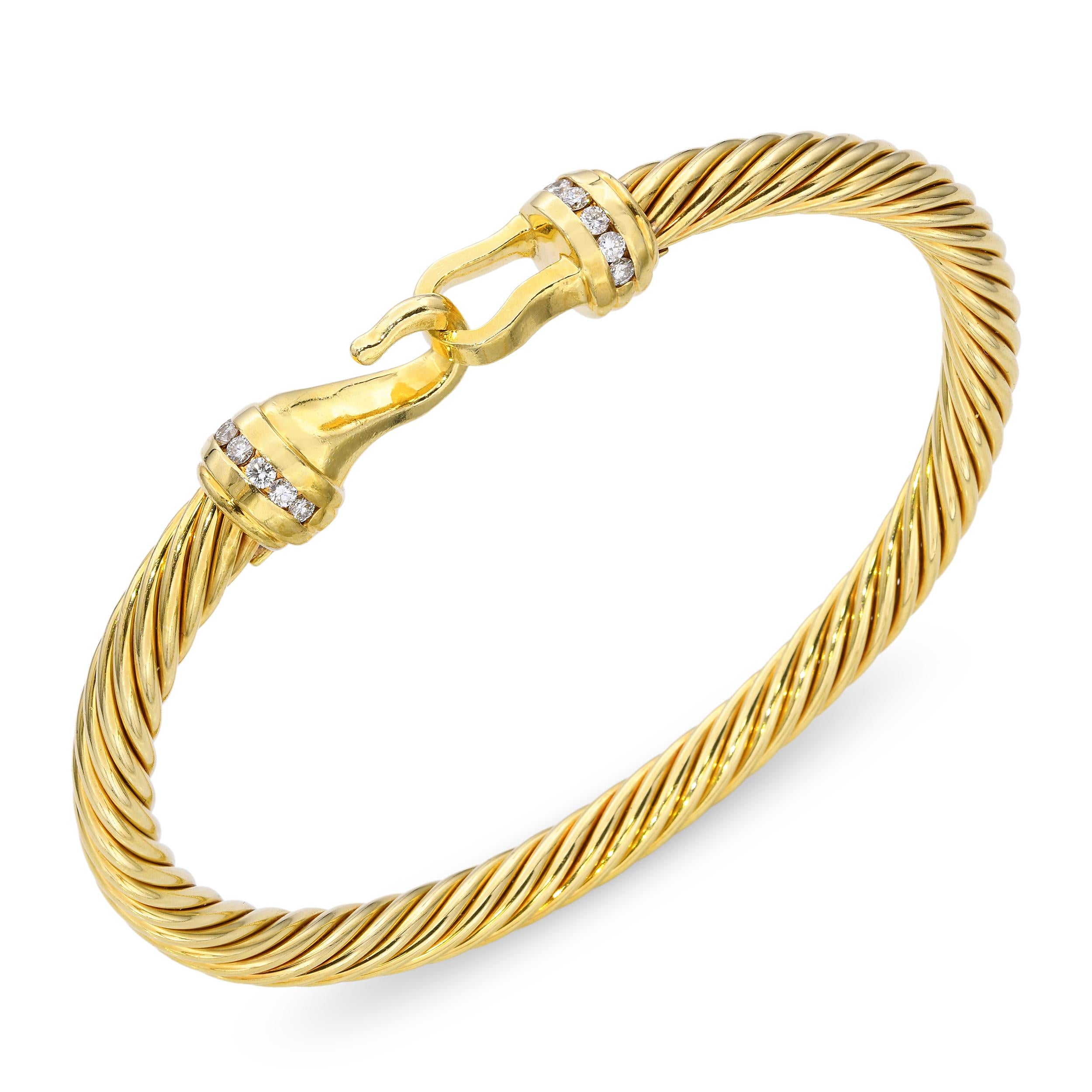 David Yurman 18k Yellow Gold Diamond Buckle Bracelet