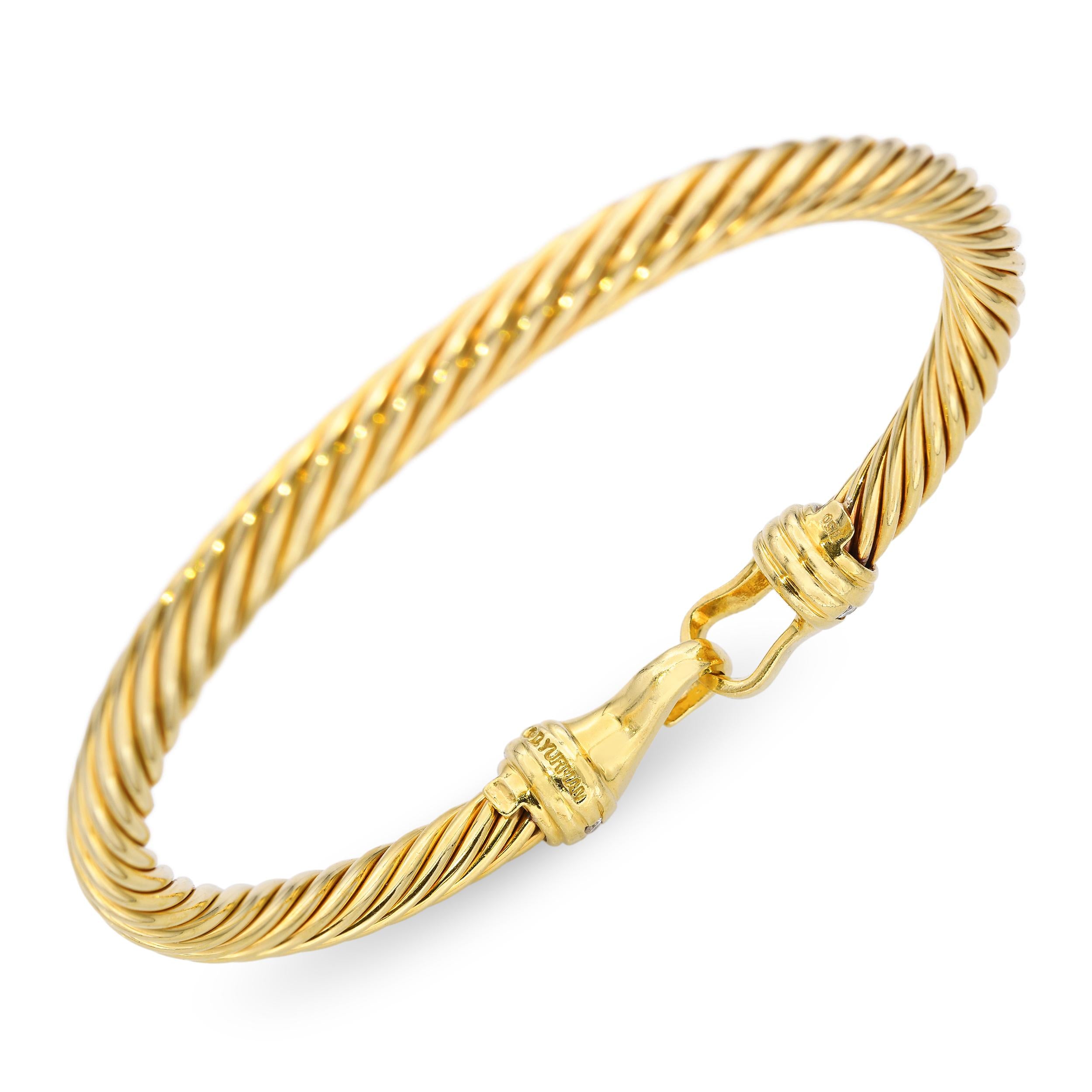 David Yurman 18k Yellow Gold Diamond Buckle Bracelet