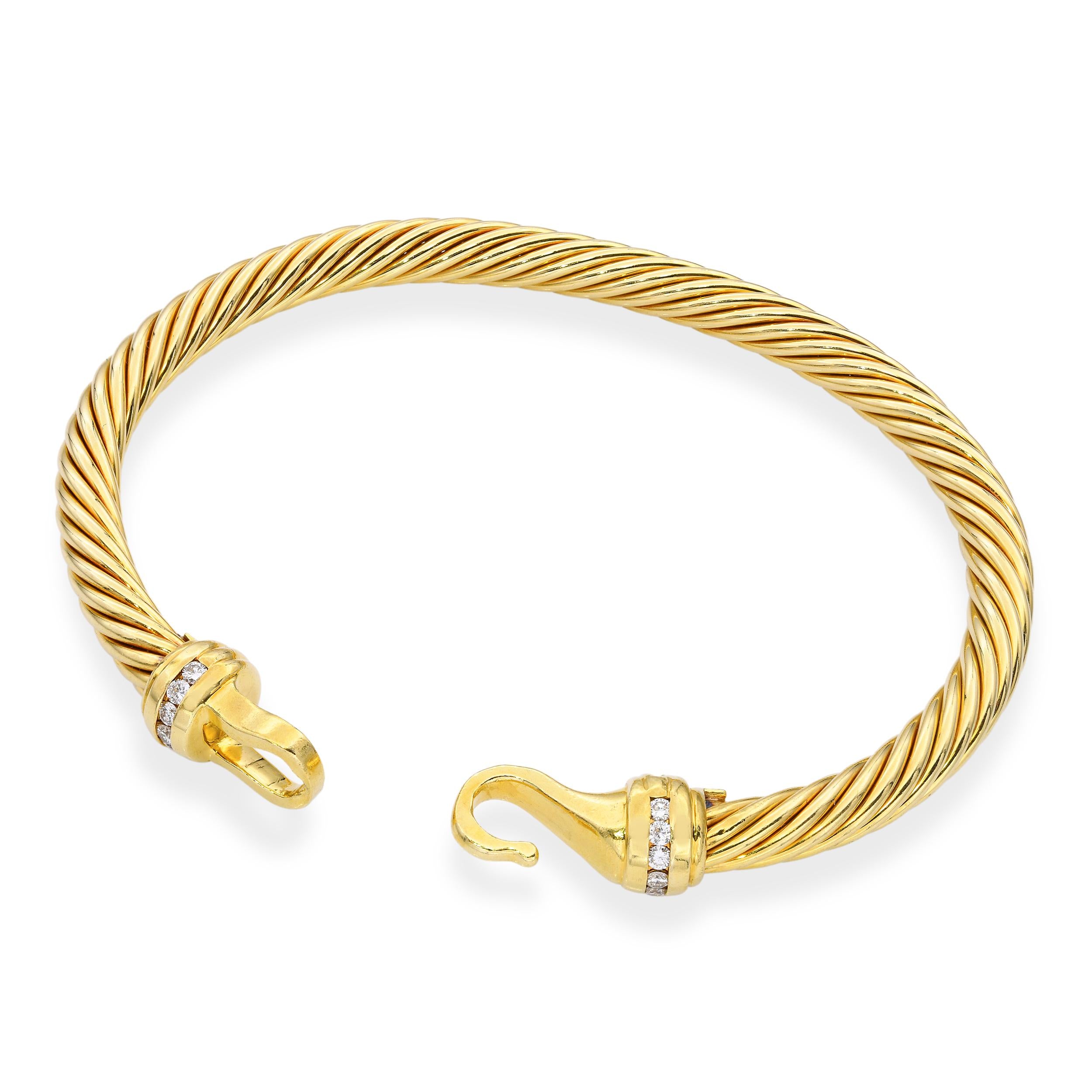 David Yurman 18k Yellow Gold Diamond Buckle Bracelet