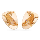 Vintage Tiffany & Co. 14k Yellow Gold and Ruby Muskellunge Fish Cufflinks