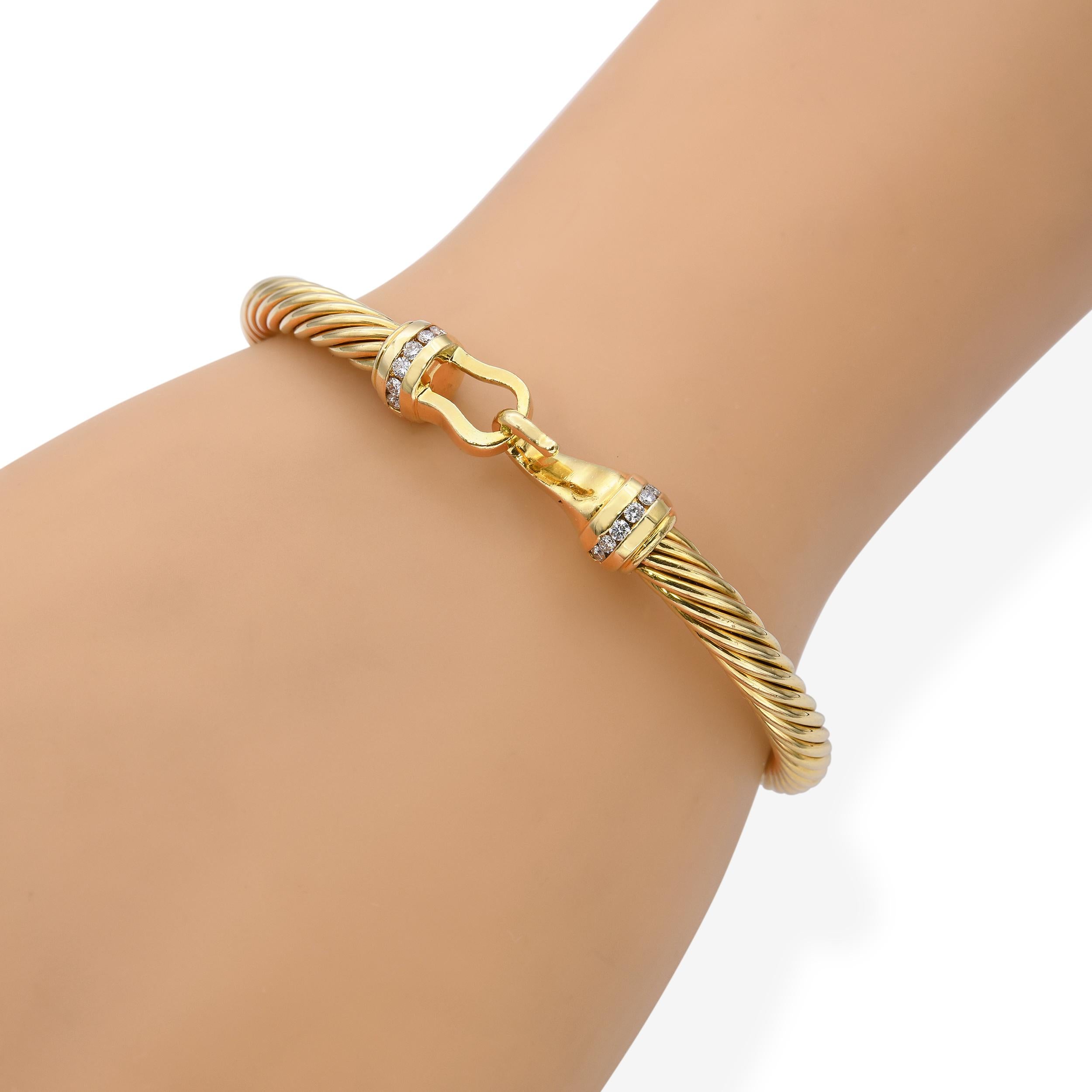 David Yurman 18k Yellow Gold Diamond Buckle Bracelet