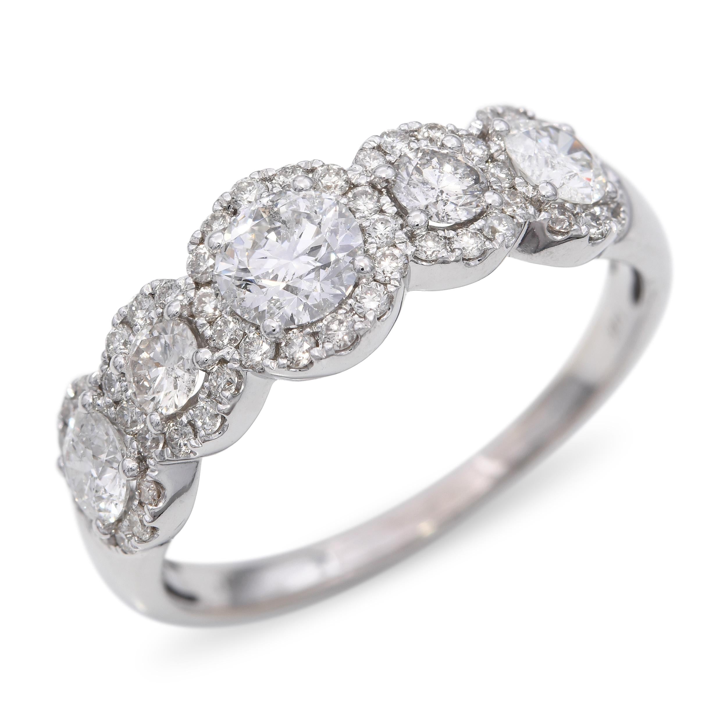 Vintage 14k White Gold 1.35tcw Diamond Cluster Ring