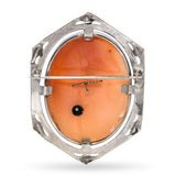 Antique 12k White Gold Lady With Diamond Necklace Cameo Brooch