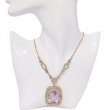 Vintage 18k Yellow Gold 39.23ct Amethyst and 2.41tcw Diamond Necklace