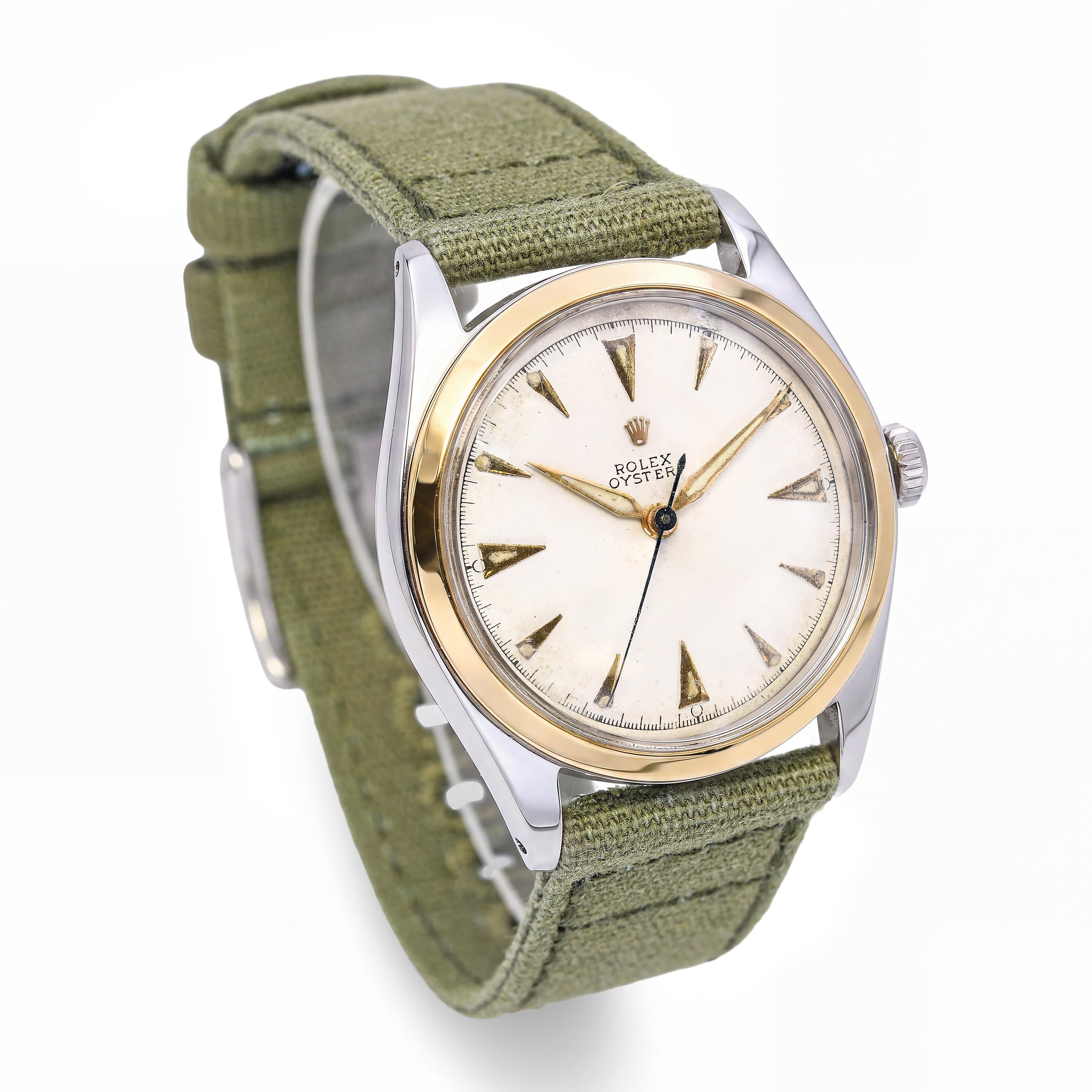 Vintage Two Tone 1948 Rolex Oyster Handwind Watch Ref 5058