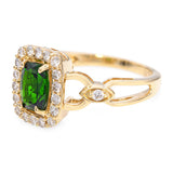 LeVain 14k Yellow Gold Chrome Diopside and Diamond Ring