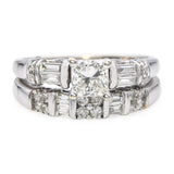 Vintage 14k White Gold 1.32tcw Diamond Engagement Ring Set
