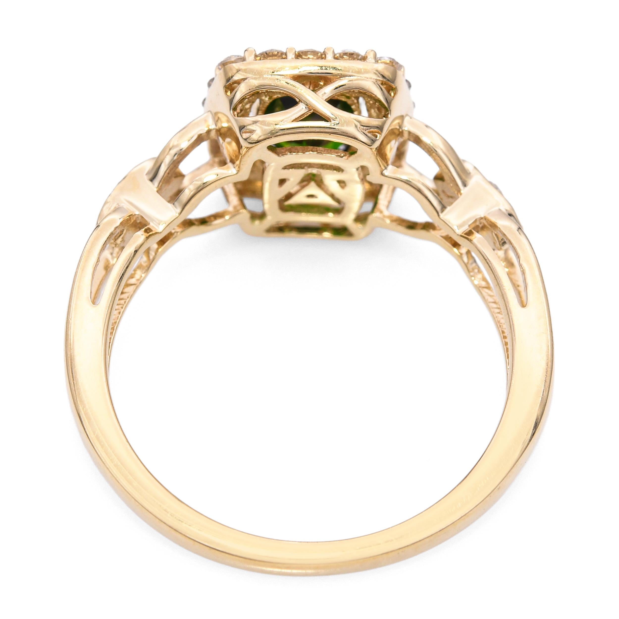 LeVain 14k Yellow Gold Chrome Diopside and Diamond Ring