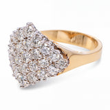Vintage 14k Yellow Gold and Platinum 1.48tcw Diamond Pave Cluster Ring