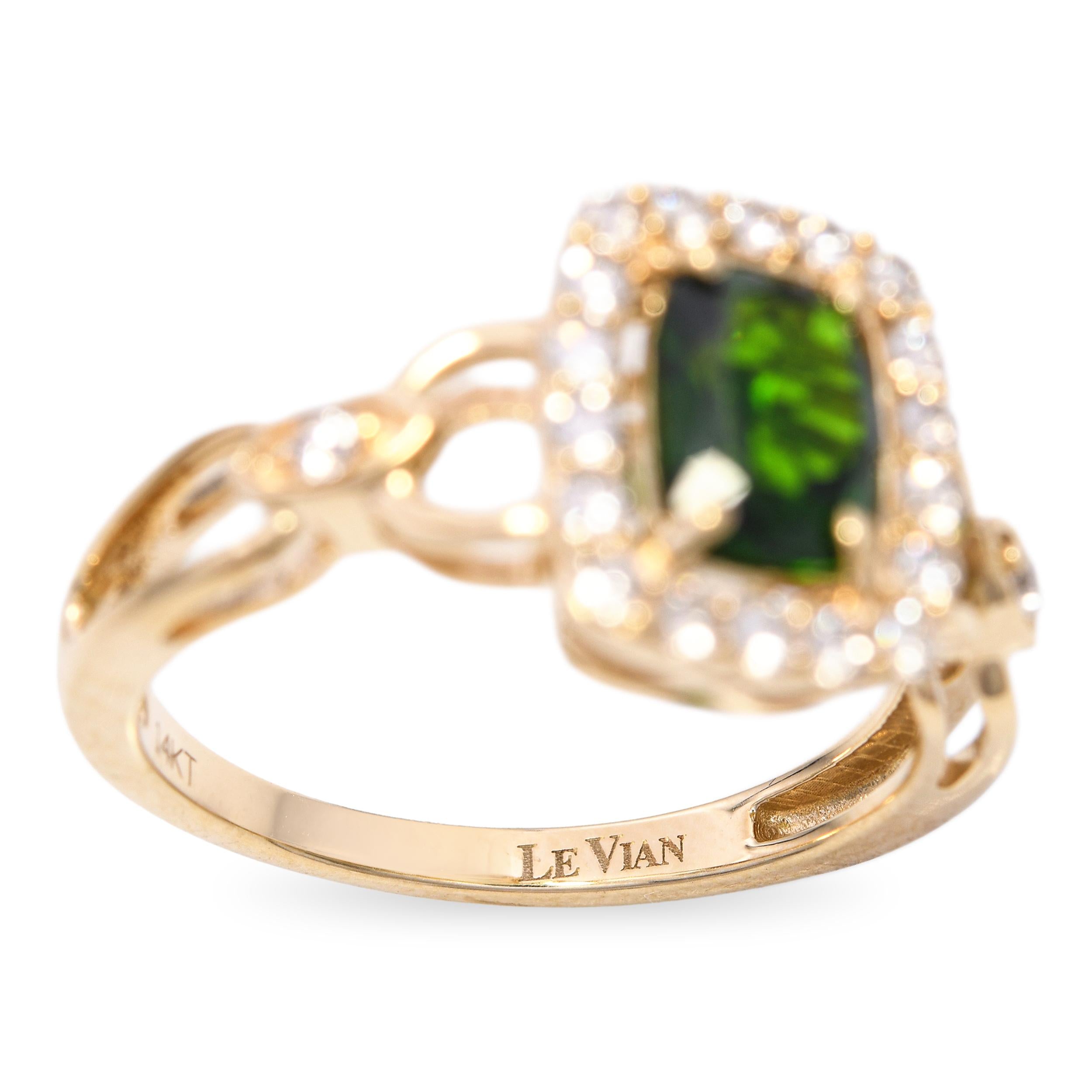 LeVain 14k Yellow Gold Chrome Diopside and Diamond Ring