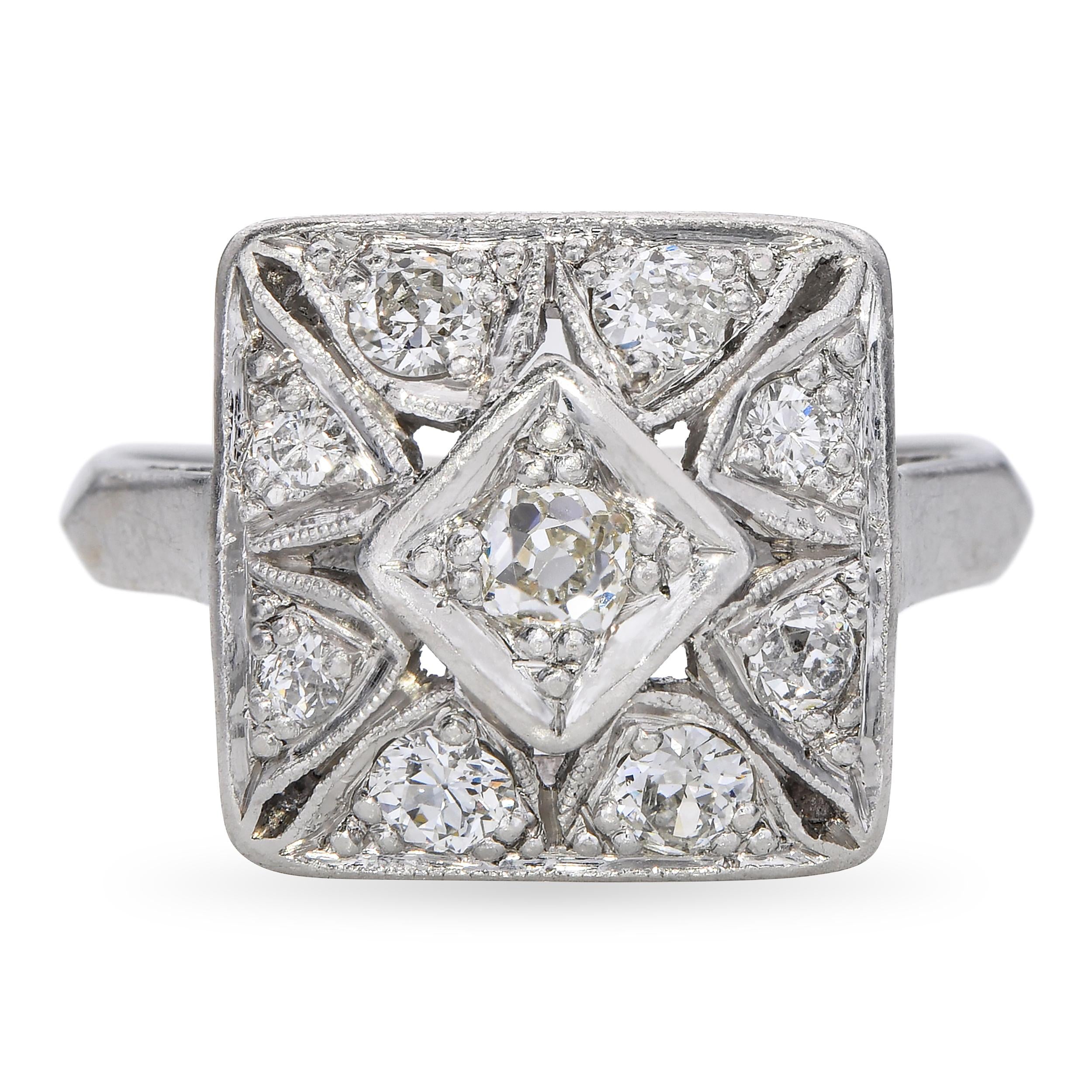Antique Art Deco Platinum Diamond Ring