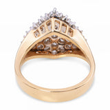 Vintage 14k Yellow Gold and Platinum 1.48tcw Diamond Pave Cluster Ring