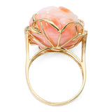 Vintage Yellow Gold Carved Coral Rose Statement Ring