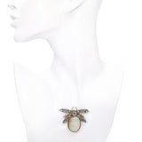 Antique Victorian 9k Yellow Gold 18.36ct Opal & Diamond Bee Brooch