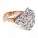 Vintage 14k Yellow Gold and Platinum 1.48tcw Diamond Pave Cluster Ring