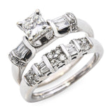 Vintage 14k White Gold 1.32tcw Diamond Engagement Ring Set