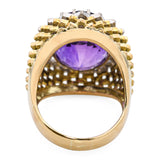 Vintage 14k Gold 11ct Amethyst and Diamond Cocktail Ring