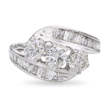 Vintage 14k White Gold 1.59tcw Diamond Three Stone Ring