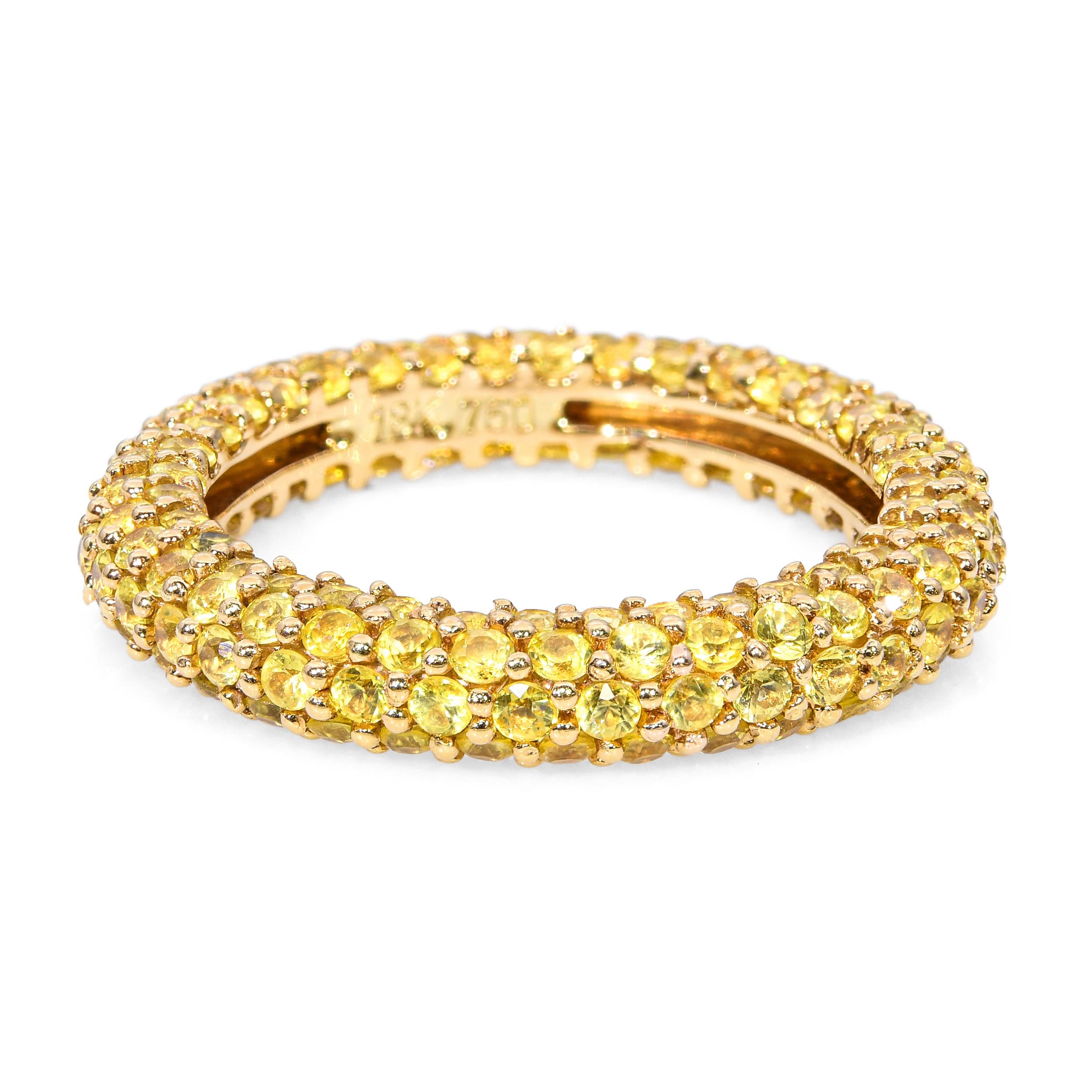 18k Yellow Gold 3.00tcw Yellow Sapphire Pave Band Ring