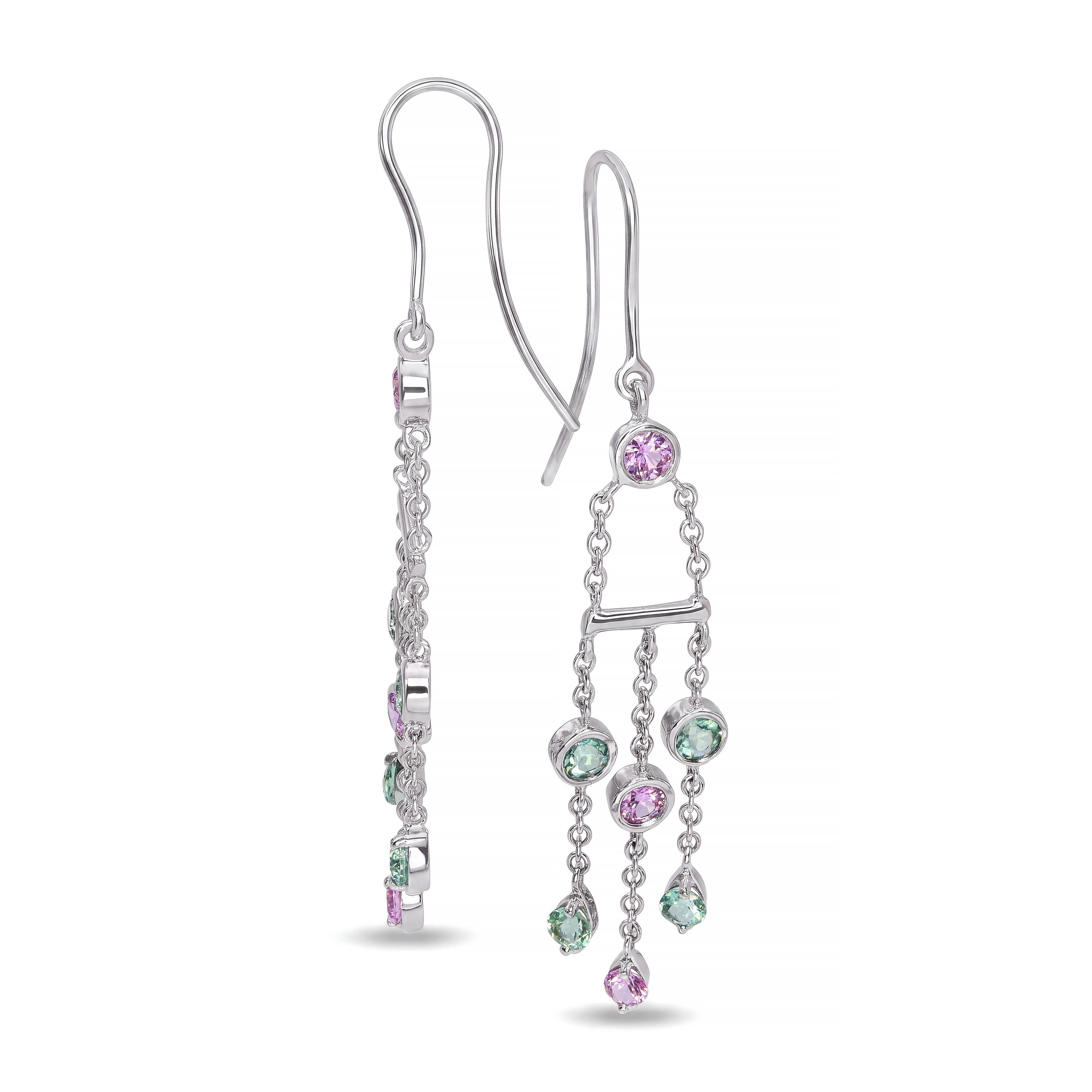 Tiffany & Co. 18k White Gold Tourmaline, Pink Sapphire Fringe Earrings