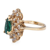 Vintage 14k Yellow Gold 1.03ct Emerald and Diamond Statement Ring