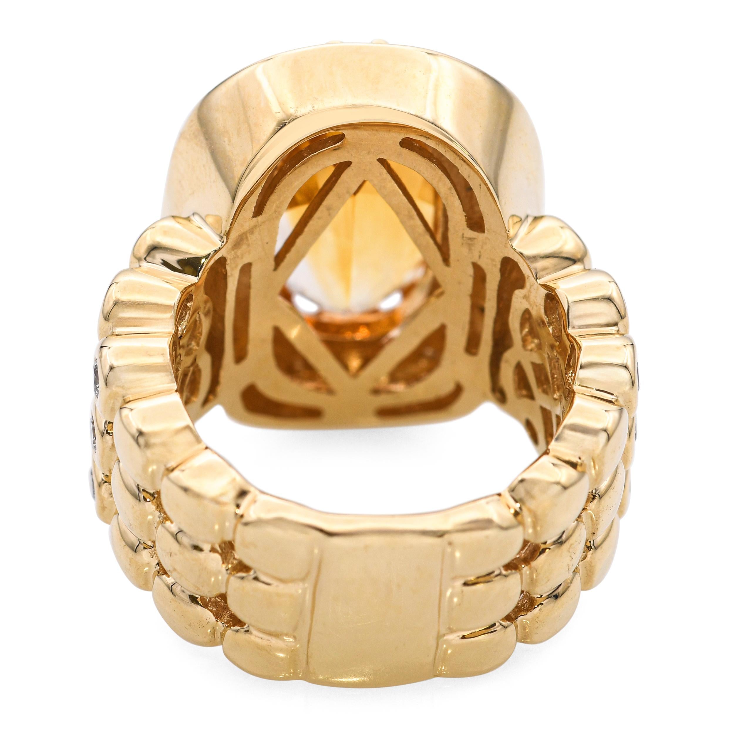 14k Yellow Gold Citrine Diamond Cocktail Ring