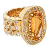 14k Yellow Gold Citrine Diamond Cocktail Ring