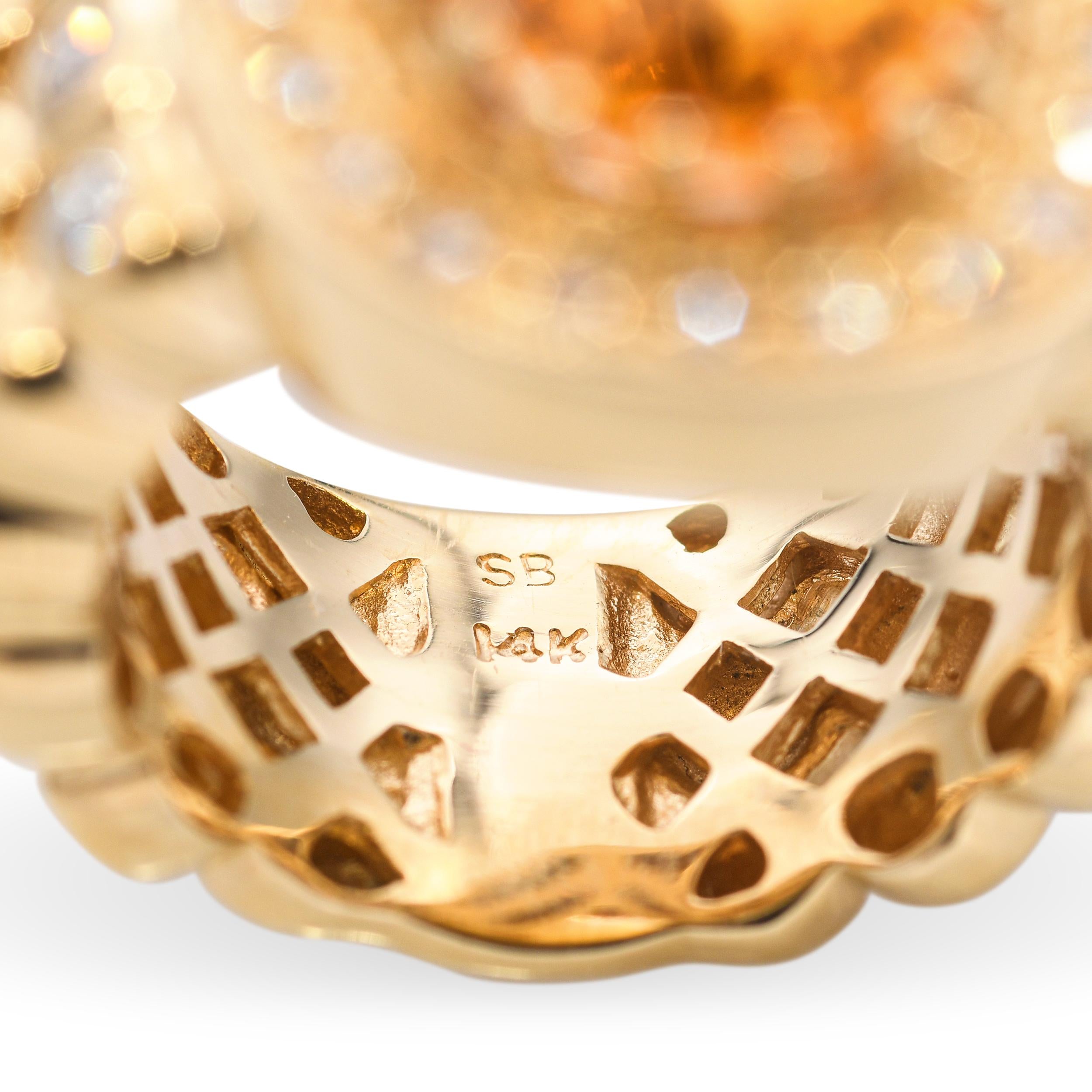 14k Yellow Gold Citrine Diamond Cocktail Ring