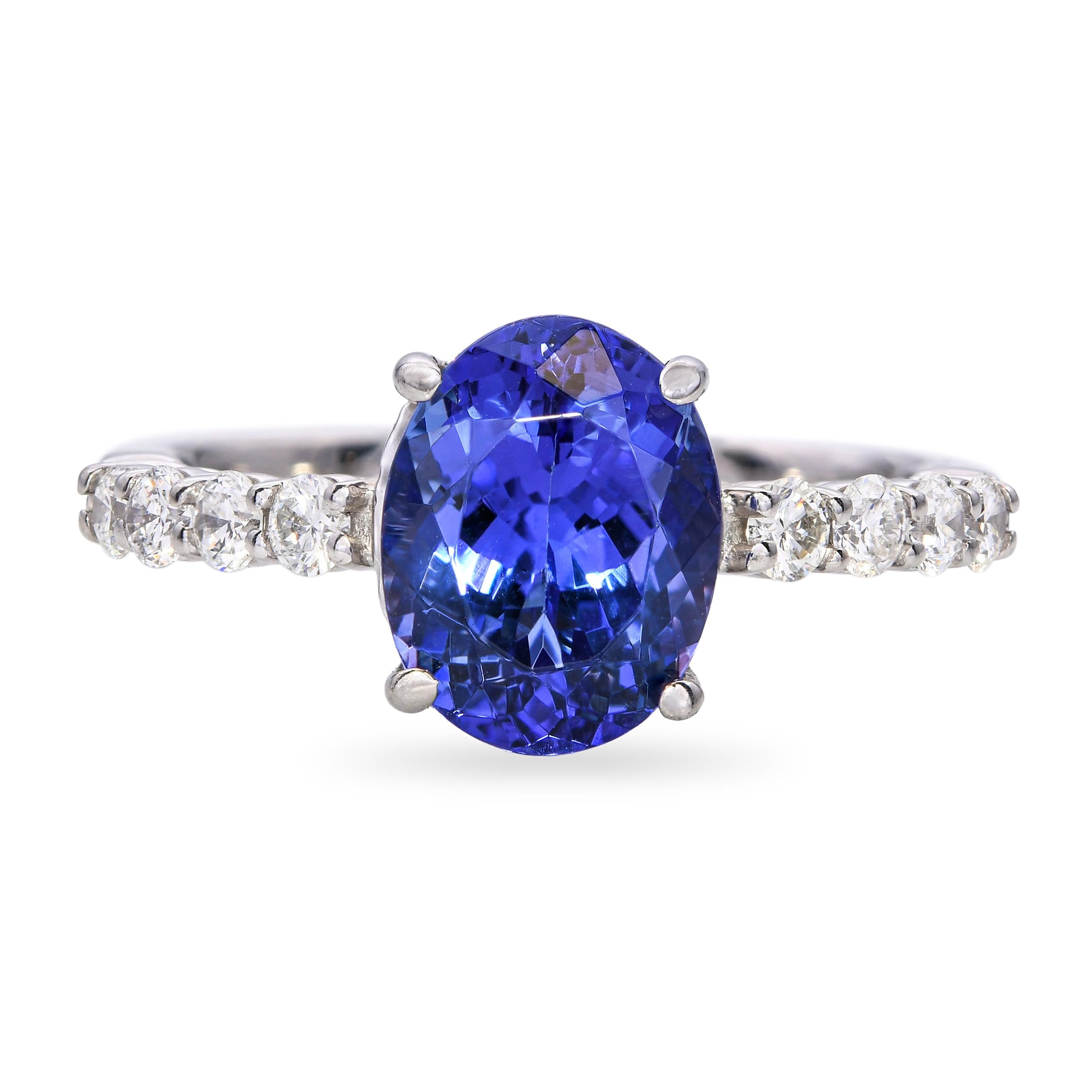 Platinum 2.19ct Tanzanite and Diamond Ring