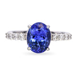 Platinum 2.19ct Tanzanite and Diamond Ring