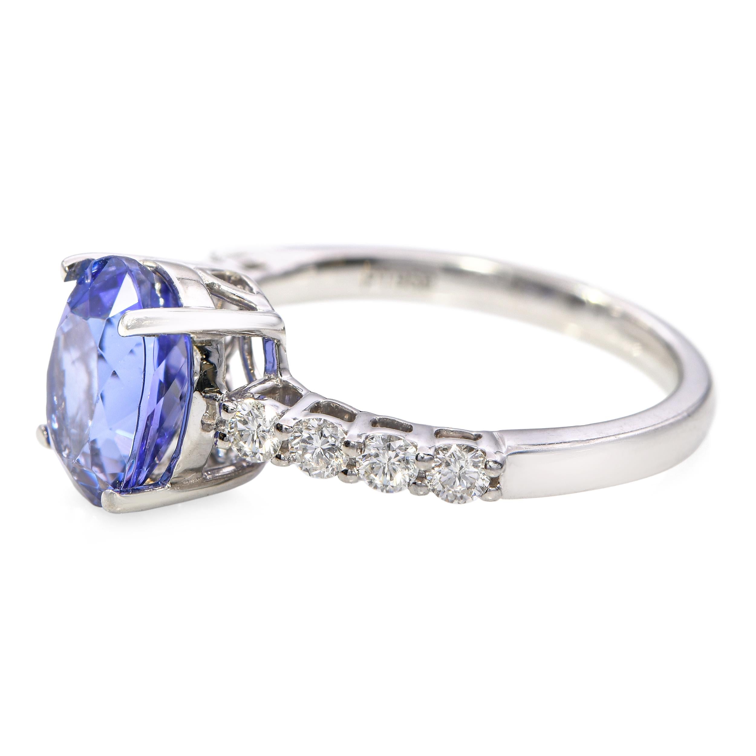 Platinum 2.19ct Tanzanite and Diamond Ring