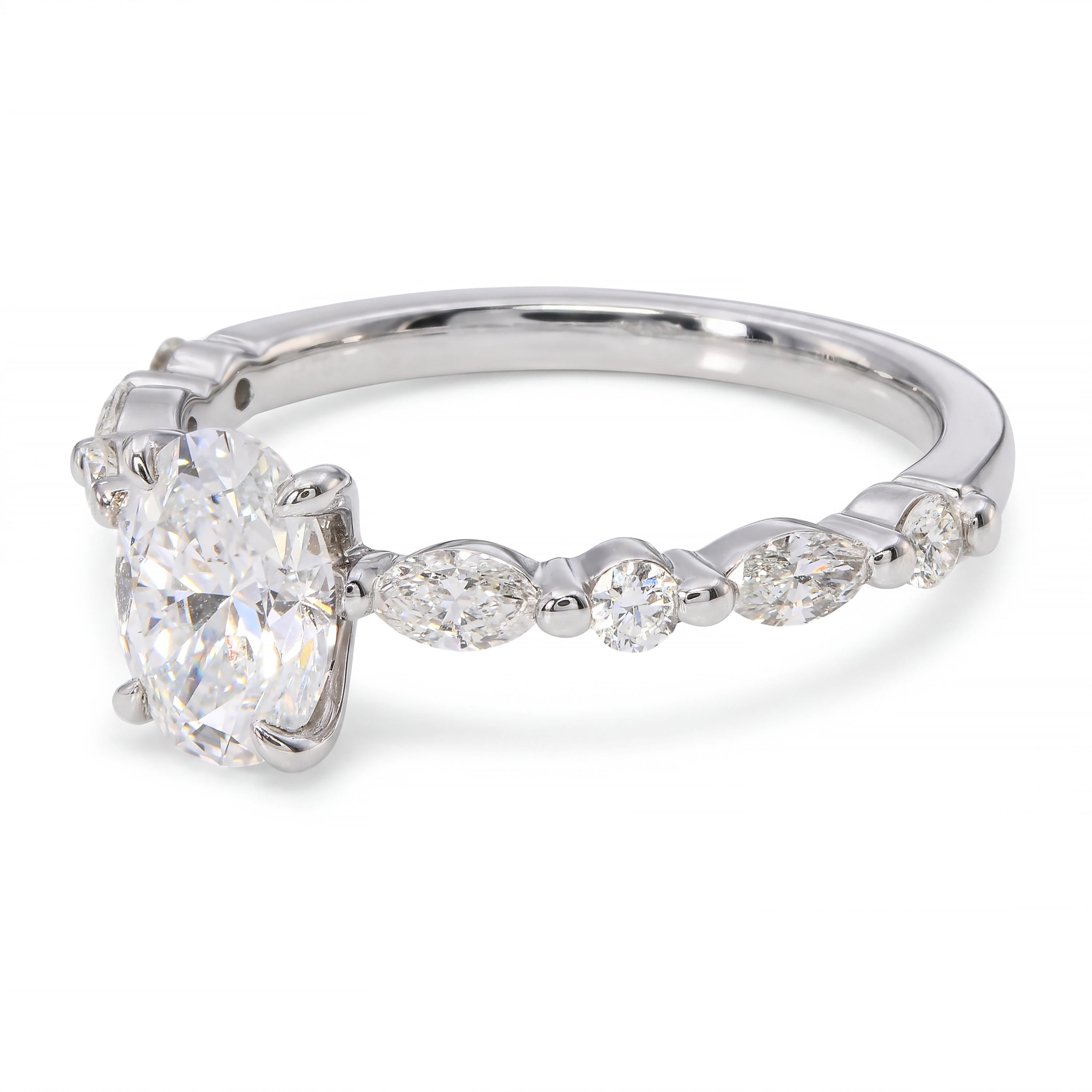 Platinum GIA .90ct D VVS2 Oval Diamond Engagement Ring