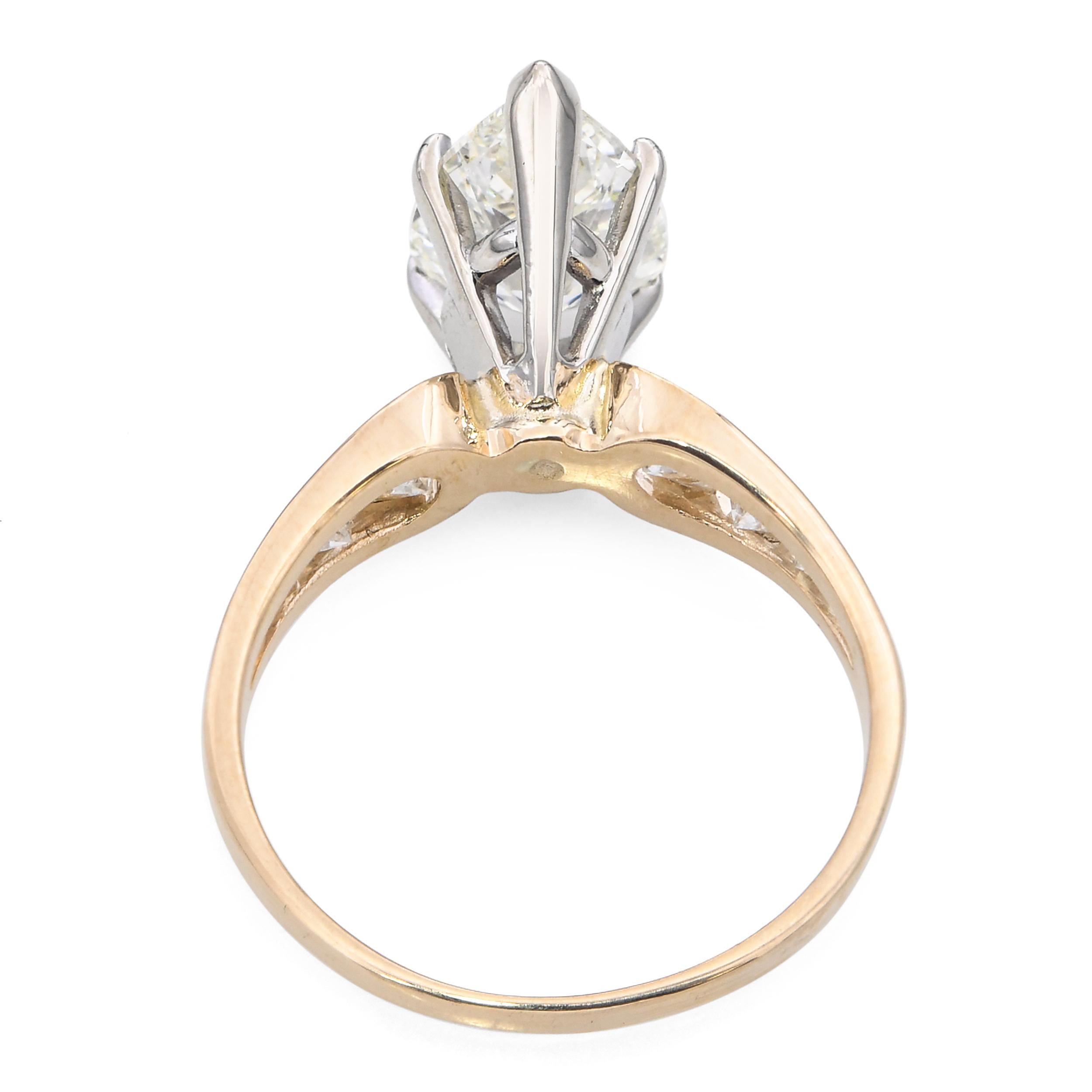 14k Yellow Gold 2.22tcw Pear and Round Shape Diamond Engagement Ring