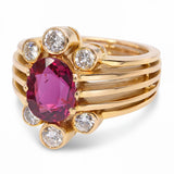 18k Yellow Gold GIA No Heat 2.16ct Ruby and Diamond Ring