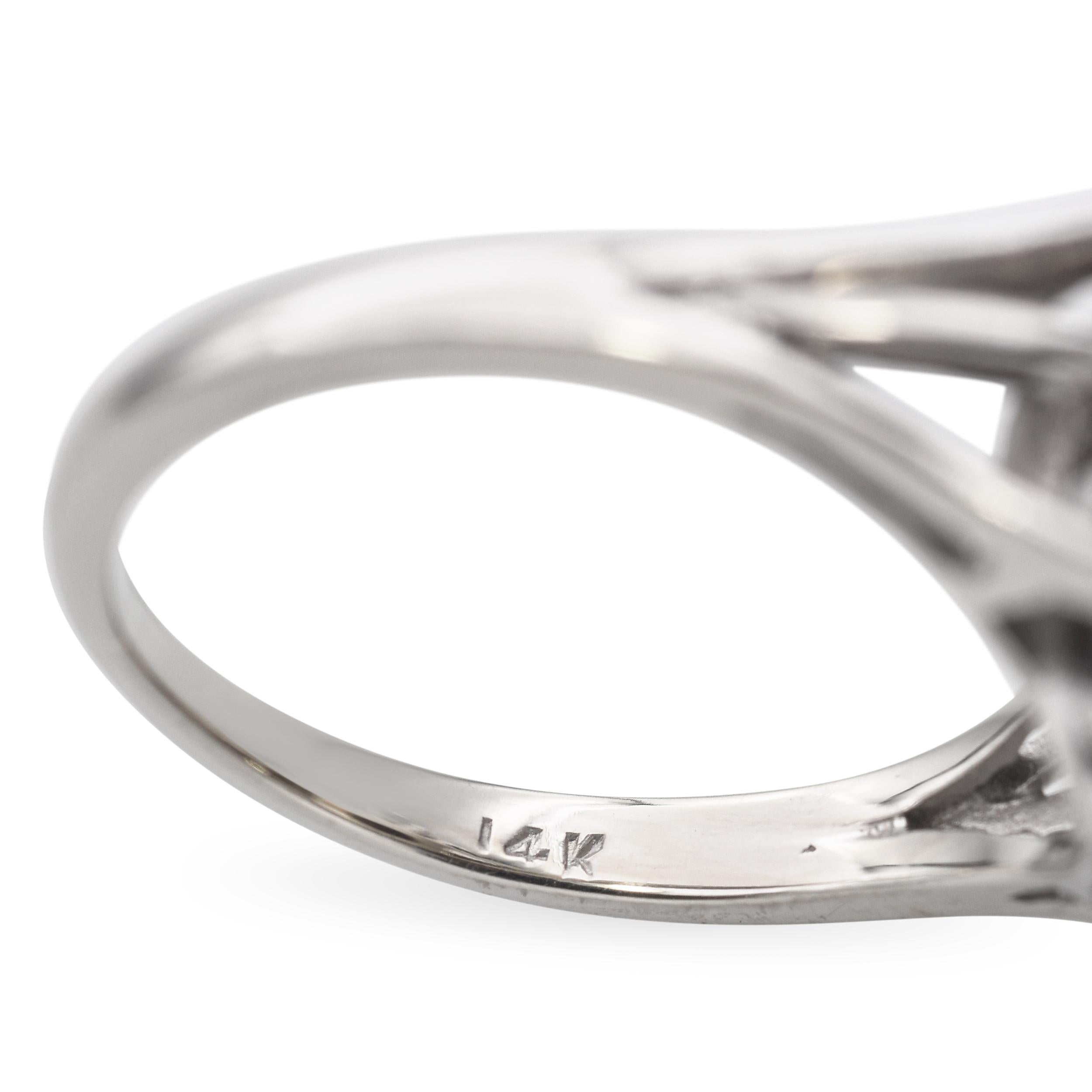 Retro White Gold Pearl and 0.55tcw Diamond Circle Halo Ring