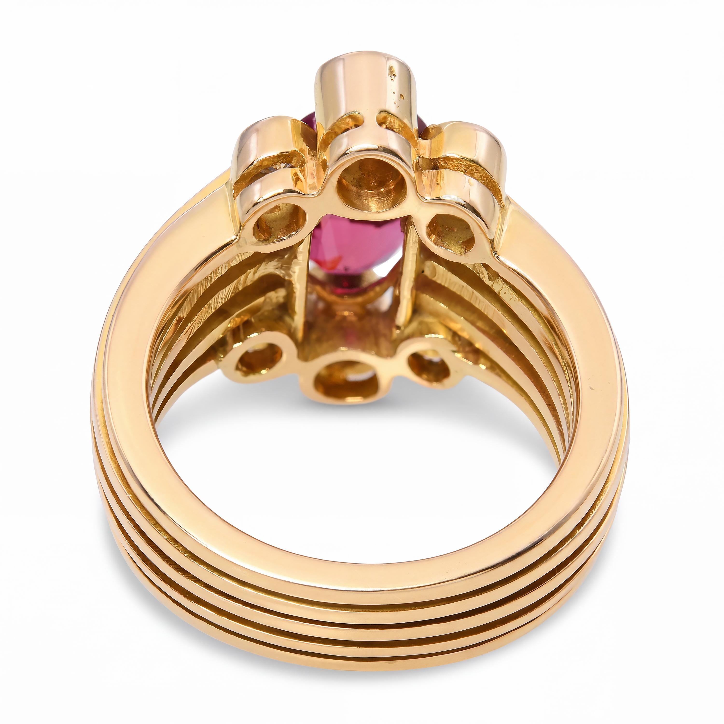 18k Yellow Gold GIA No Heat 2.16ct Ruby and Diamond Ring